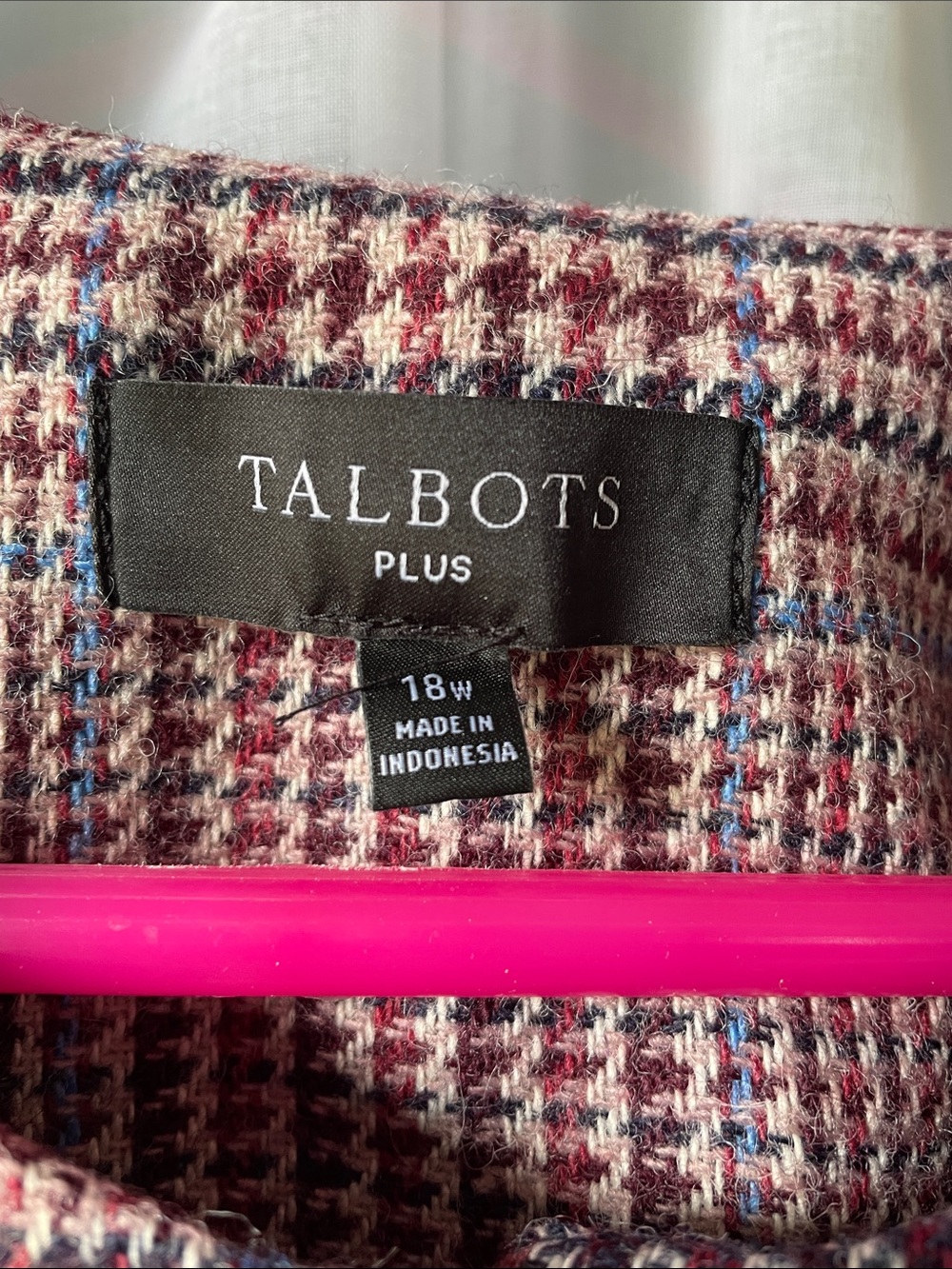 Talbots Brown Glen Plaid Collarless Jacket with Gold Buttons Sz 18W - Picture 3 of 8
